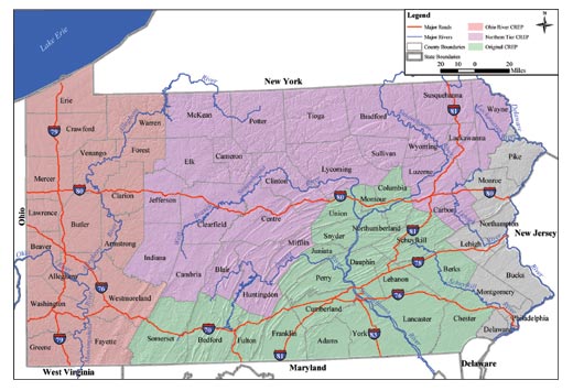 Map Of Pennsylvania Rivers. the Pennsylvania CREP map.